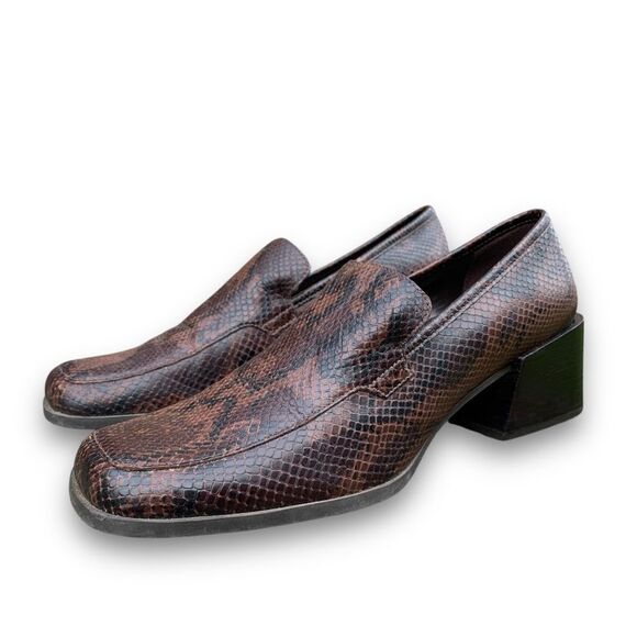 Bass Arianna Brown Reptile Snake Animal Print Square Toe Comfort Shoes size 9 - Picture 7 of 16